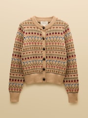 Woodland Pattern Oatmeal Cotton Blend Knitted Cardigan - Image 8 of 8