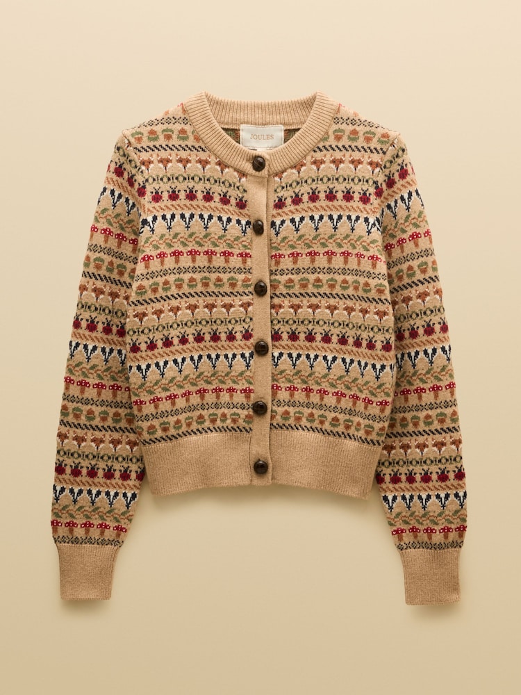 Woodland Pattern Oatmeal Cotton Blend Knitted Cardigan - Image 8 of 8 Woodland Pattern Oatmeal Cotton Blend Knitted Cardigan - Image 8 of 8
