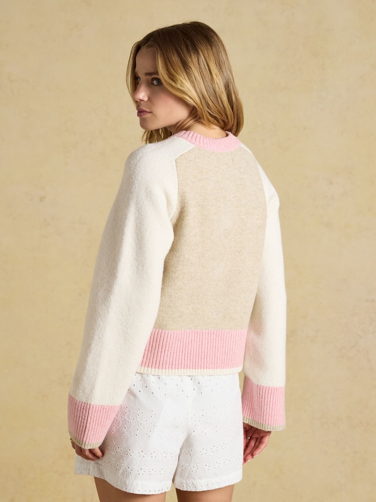 Oat, Pink & Cream Crew Neck Knitted Cardigan - Image 2 of 9