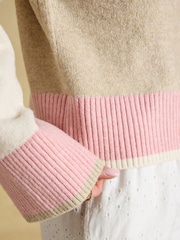 Oat, Pink & Cream Crew Neck Knitted Cardigan - Image 5 of 9