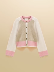 Oat, Pink & Cream Crew Neck Knitted Cardigan - Image 9 of 9