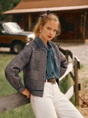 Joules Soft Touch Navy Patterned Knitted Jacket - Image 1 of 9