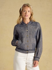 Joules Soft Touch Navy Patterned Knitted Jacket - Image 2 of 9