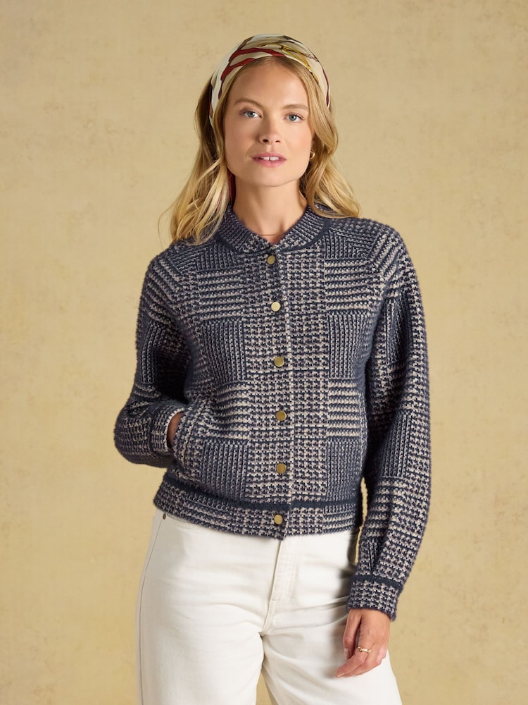 Joules Soft Touch Navy Patterned Knitted Jacket - Image 2 of 9 Joules Soft Touch Navy Patterned Knitted Jacket - Image 2 of 9