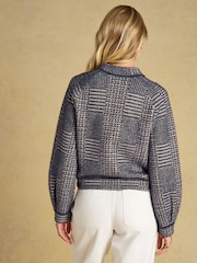 Joules Soft Touch Navy Patterned Knitted Jacket - Image 3 of 9