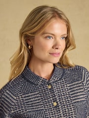 Joules Soft Touch Navy Patterned Knitted Jacket - Image 4 of 9