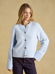 Light Blue Crew Neck Knitted Cardigan - Image 1 of 8