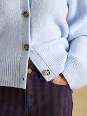 Light Blue Crew Neck Knitted Cardigan - Image 3 of 8