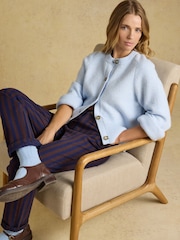 Light Blue Crew Neck Knitted Cardigan - Image 4 of 8