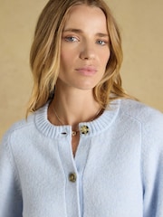 Light Blue Crew Neck Knitted Cardigan - Image 5 of 8