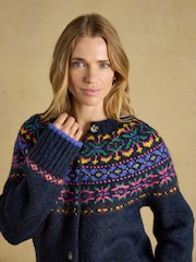 Fair Isle Navy Wool Blend Knitted Cardigan - Image 5 of 8