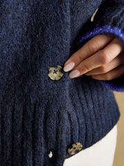 Fair Isle Navy Wool Blend Knitted Cardigan - Image 6 of 8