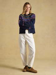 Fair Isle Navy Wool Blend Knitted Cardigan - Image 7 of 8