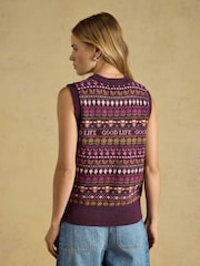 Vin Röd - Joules Cotton Blend Crew Neck Knitted Vest - Bild 2 av 8