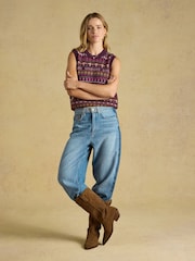 Vin Röd - Joules Cotton Blend Crew Neck Knitted Vest - Bild 3 av 8