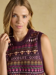 Vin Röd - Joules Cotton Blend Crew Neck Knitted Vest - Bild 5 av 8