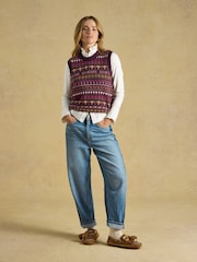 Vin Röd - Joules Cotton Blend Crew Neck Knitted Vest - Bild 7 av 8