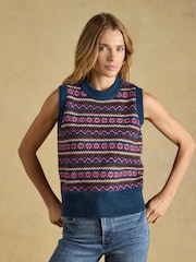 Joules Holly Multi Fair Isle Knitted Vest - Image 1 of 8