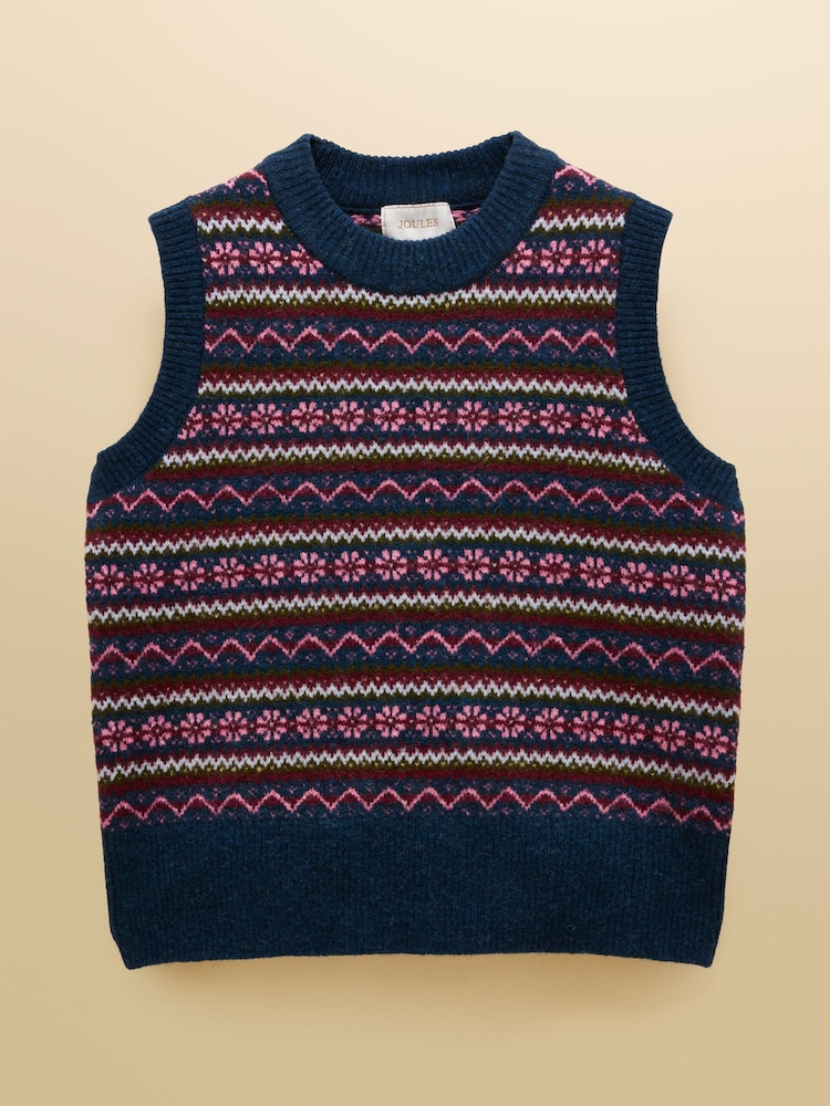 Joules Holly Multi Fair Isle Knitted Vest - Image 8 of 8 Joules Holly Multi Fair Isle Knitted Vest - Image 8 of 8