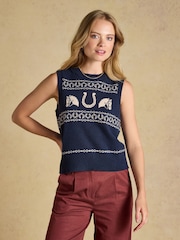 Horse Icon Cotton Blend Crew Neck Knitted Vest - Afbeelding 1 van 9