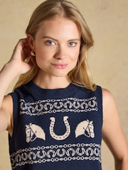 Horse Icon Cotton Blend Crew Neck Knitted Vest - Afbeelding 6 van 9
