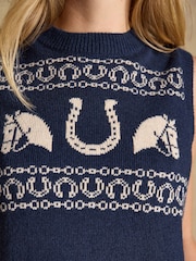 Horse Icon Cotton Blend Crew Neck Knitted Vest - Afbeelding 7 van 9