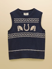 Horse Icon Cotton Blend Crew Neck Knitted Vest - Afbeelding 9 van 9