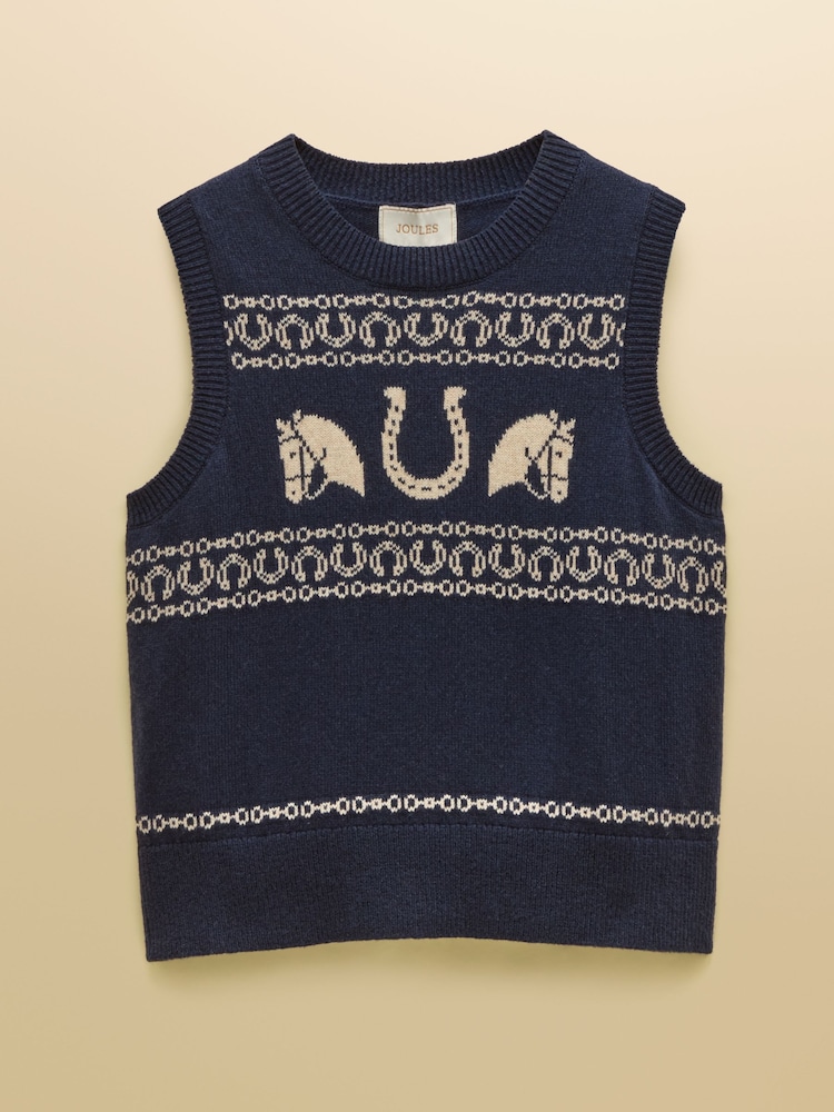Horse Icon Cotton Blend Crew Neck Knitted Vest - Afbeelding 9 van 9