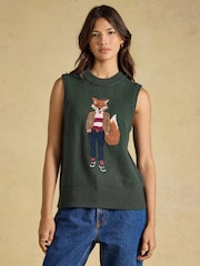 Jonty Fox Green Crew Neck Cotton Blend Knitted Vest - Image 1 of 7