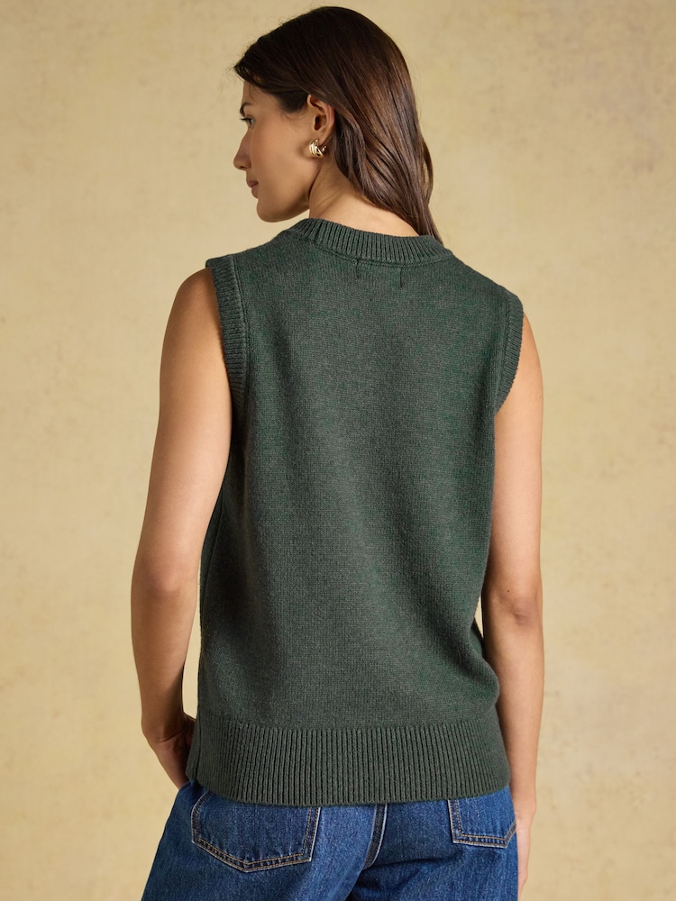 Jonty Fox Green Crew Neck Cotton Blend Knitted Vest - Image 2 of 7 Jonty Fox Green Crew Neck Cotton Blend Knitted Vest - Image 2 of 7