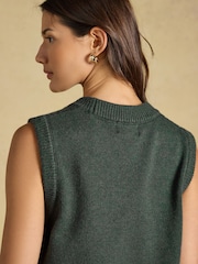 Jonty Fox Green Crew Neck Cotton Blend Knitted Vest - Image 5 of 7