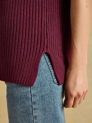 Joules Burgundy Red Crew Neck Ribbed Knitted Vest - Image 5 of 7