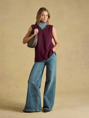 Joules Burgundy Red Crew Neck Ribbed Knitted Vest - Image 6 of 7