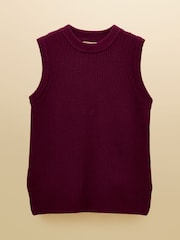 Joules Burgundy Red Crew Neck Ribbed Knitted Vest - Image 7 of 7