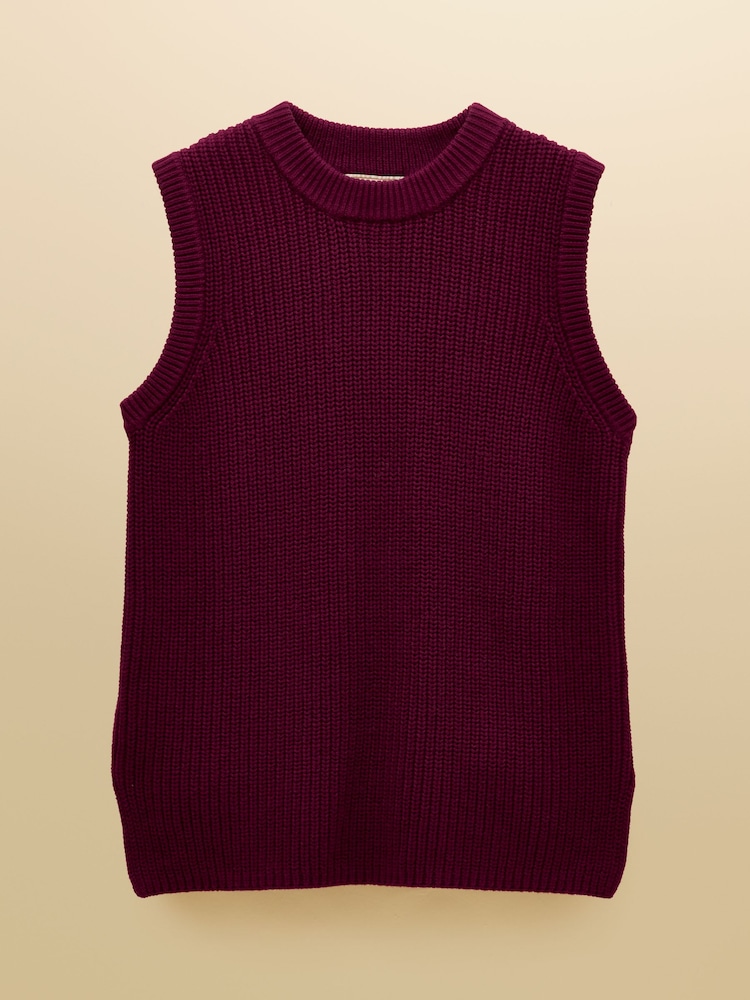 Joules Burgundy Red Crew Neck Ribbed Knitted Vest - Image 7 of 7 Joules Burgundy Red Crew Neck Ribbed Knitted Vest - Image 7 of 7