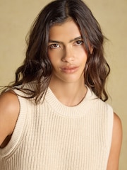 Joules Oatmeal Crew Neck Ribbed Knitted Vest - Image 3 of 7