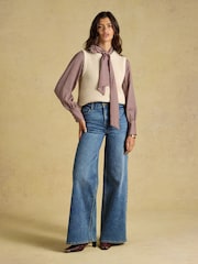 Joules Oatmeal Crew Neck Ribbed Knitted Vest - Image 6 of 7