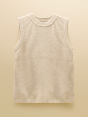 Joules Oatmeal Crew Neck Ribbed Knitted Vest - Image 7 of 7