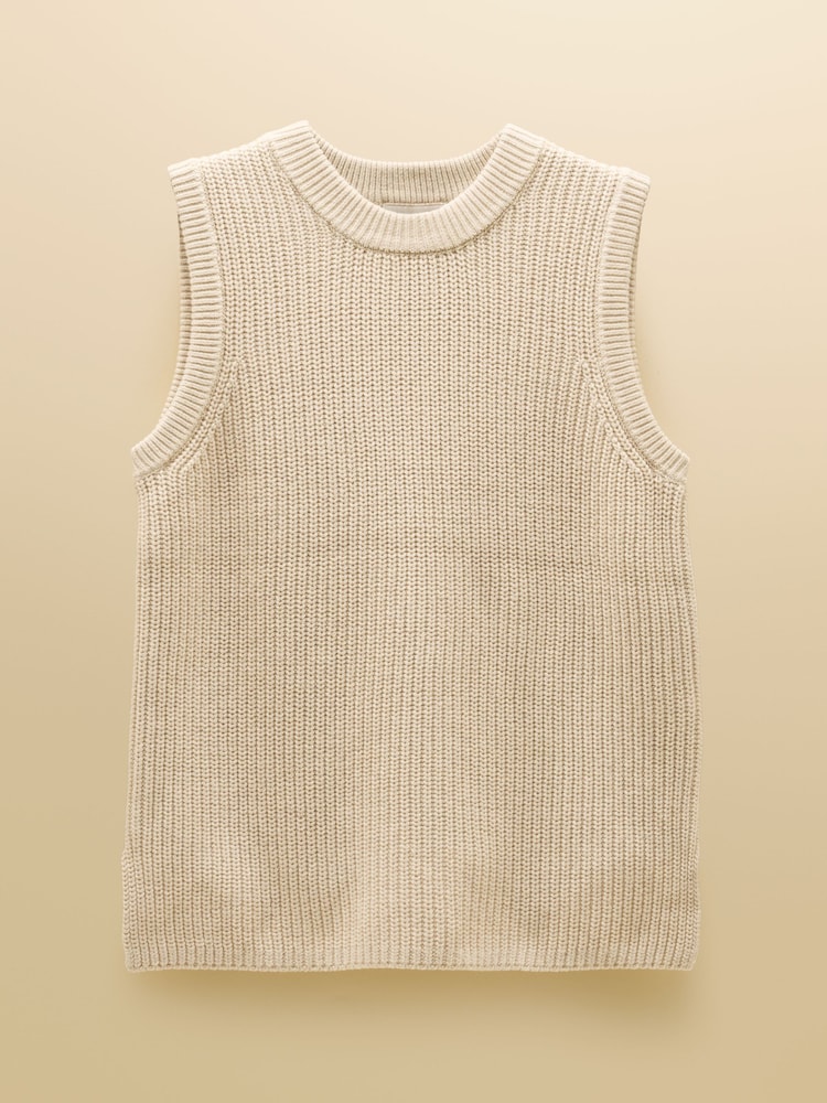 Joules Oatmeal Crew Neck Ribbed Knitted Vest - Image 7 of 7 Joules Oatmeal Crew Neck Ribbed Knitted Vest - Image 7 of 7