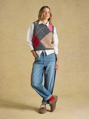 Joules Charcoal Crew Neck Argyle Tank - Image 4 of 7