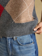 Joules Charcoal Crew Neck Argyle Tank - Image 5 of 7