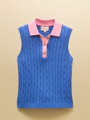 Cotton Collared Cable Knitted Vest - Bild 9 von 9