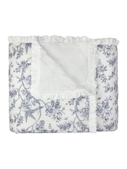 Wylder Ivory Blue Hermione Floral Quilted Ruffle Bedspread - Image 3 of 6