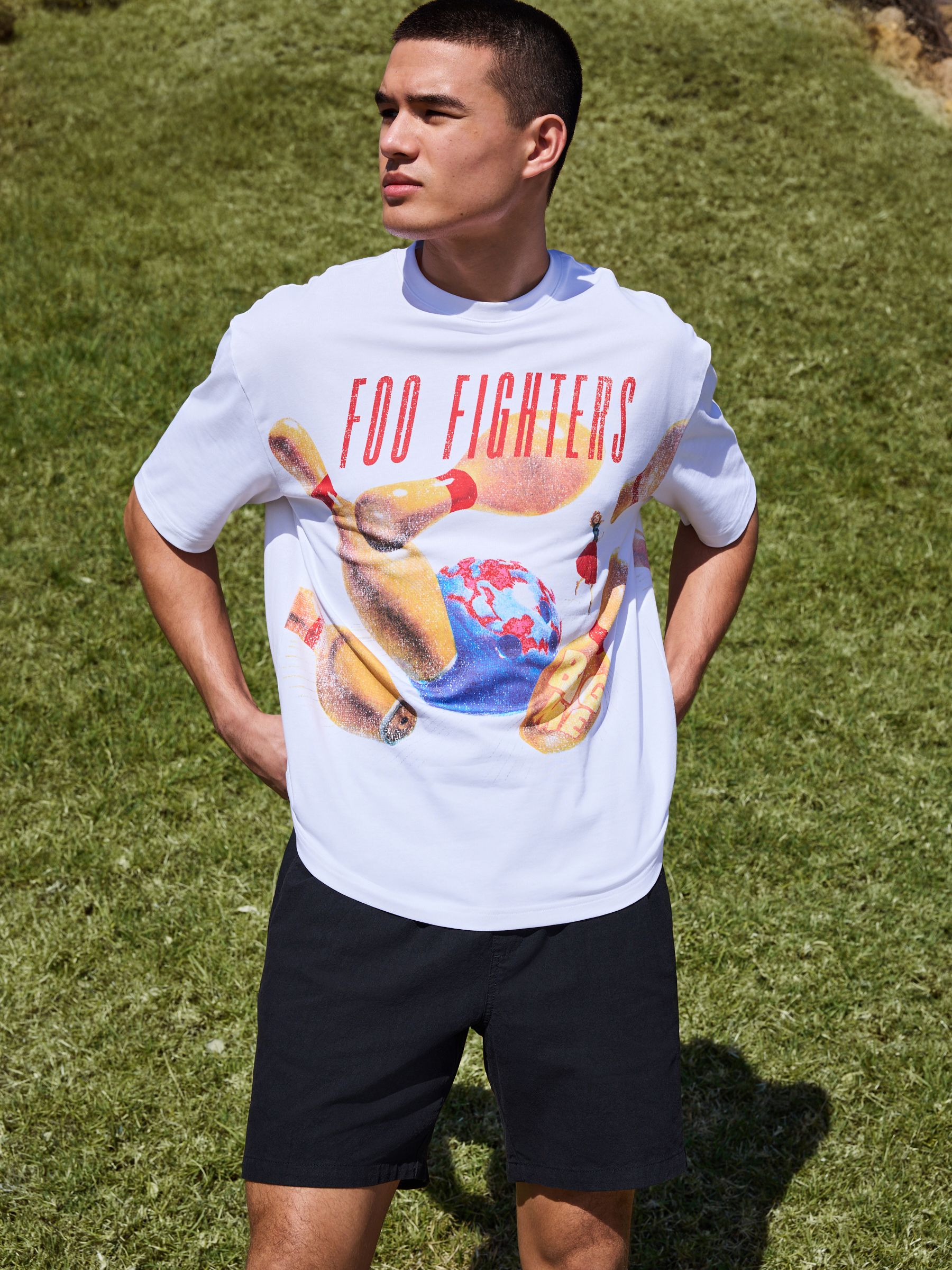 Buy White Foo Fighters Relaxed Fit Band Graphic Print T-Shirt from