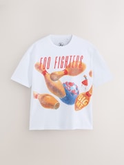 White Foo Fighters Relaxed Fit Band Graphic Print T-Shirt - Image 5 of 8