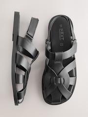 Black Forever Comfort® Leather Fisherman Flats - Image 1 of 9