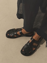 Black Forever Comfort® Leather Fisherman Flats - Image 2 of 9