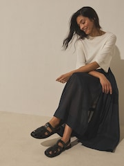 Black Forever Comfort® Leather Fisherman Flats - Image 5 of 9