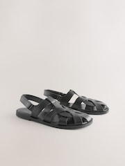 Black Forever Comfort® Leather Fisherman Flats - Image 6 of 9