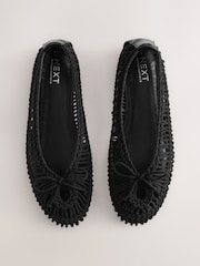 Black Forever Comfort® Round Toe Rope Ballet Flats - Image 1 of 5